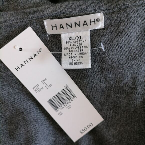 NWT Hannah Women's Gray Buffalo Plaid Open Front Cardigan Sweater Size X-Large - Picture 5 of 7